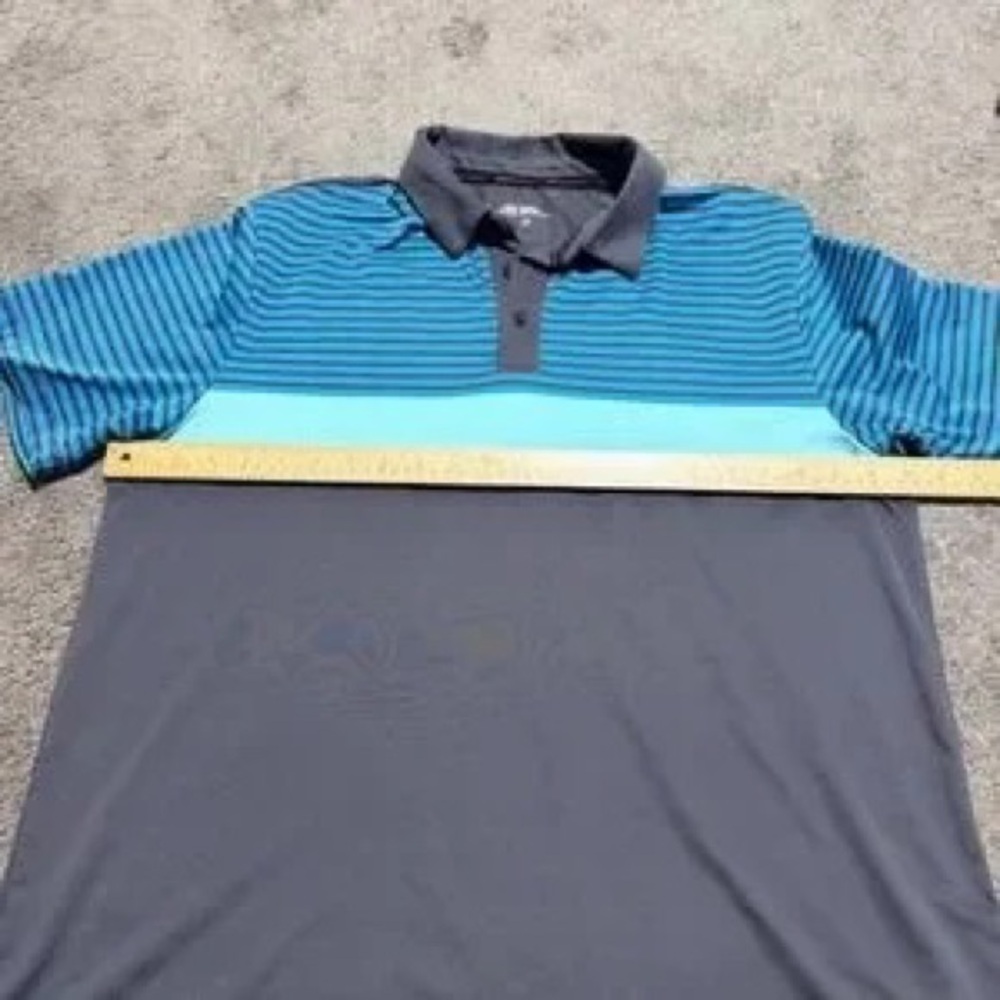 Men's Striped Blue & Gray Polo Shirt - Picture 3 of 8